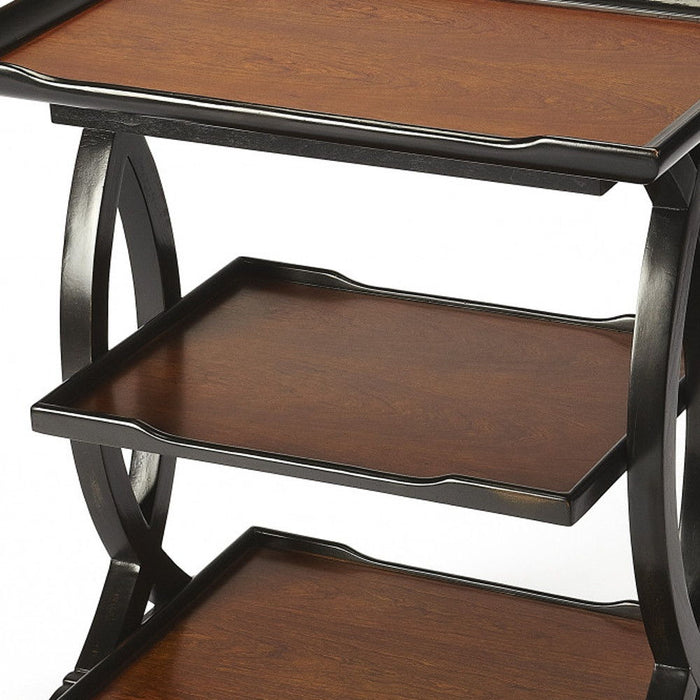 Manufactured Wood Rectangular End Table With Two Shelves - Cherry