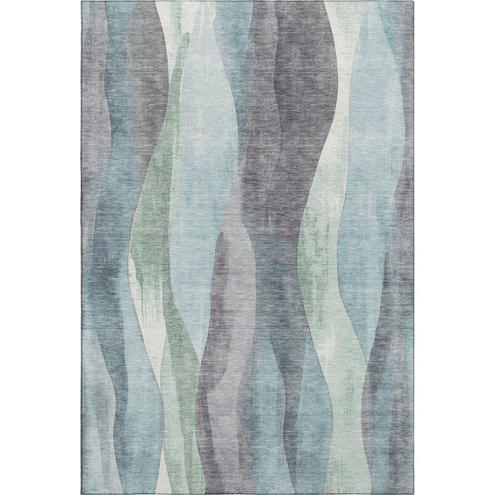 10' X 14' Abstract Washable Area Rug With UV Protection (710286) - Teal / Plum / Ivory