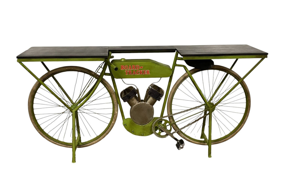71" Solid Wood And Metal Bike Kitchen Cart - Green
