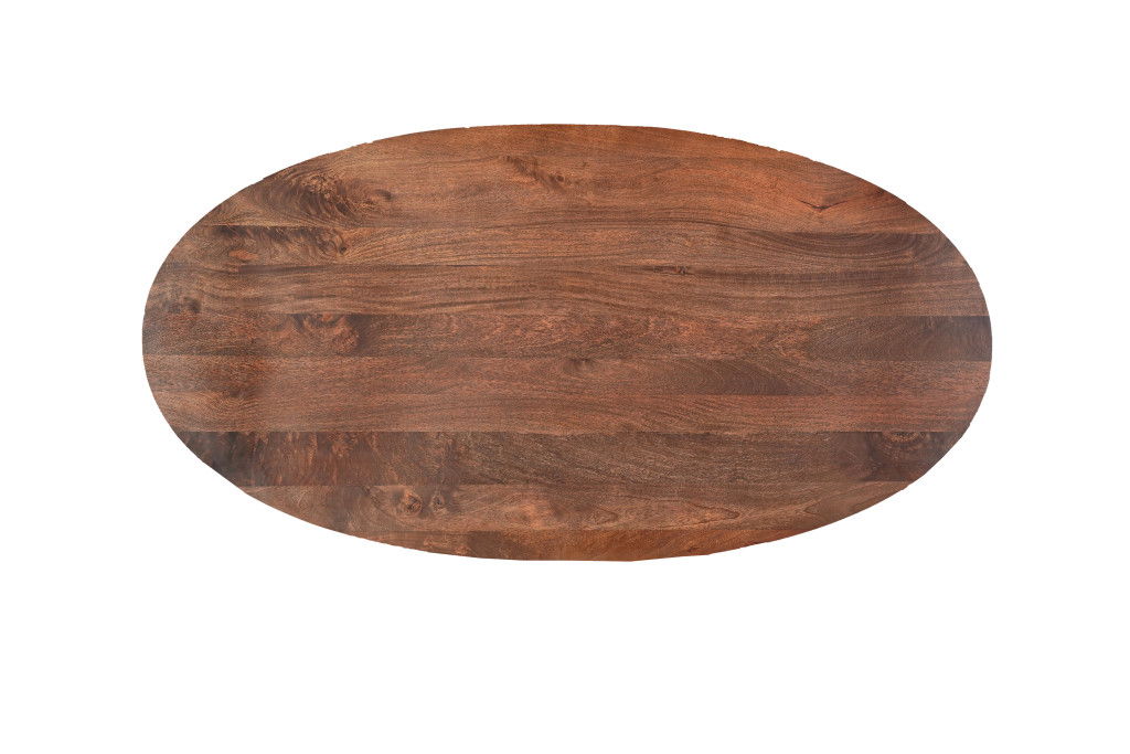 Solid Wood Cross Leg Base Oval Dining Table - Brown
