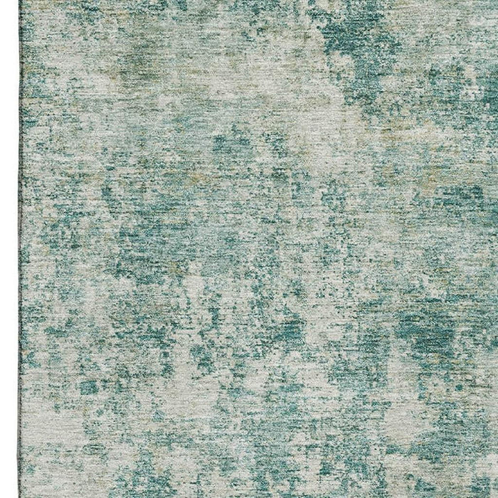 10' X 14' Abstract Washable Area Rug With UV Protection (716797) - Teal / Beige