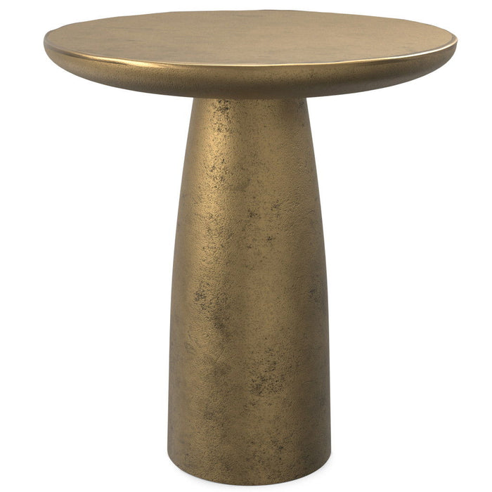 Round End Table Aluminum - Antiqued Brass