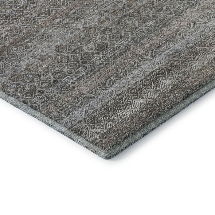 10' X 14' Striped Washable Area Rug With UV Protection (718001) - Brown / Beige