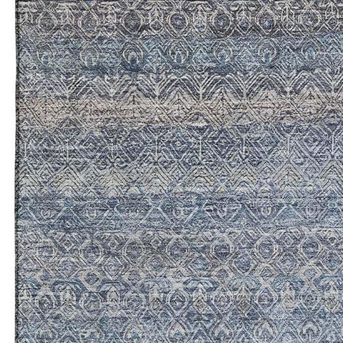 10' X 14' Striped Washable Area Rug With UV Protection (718007) - Blue / Beige