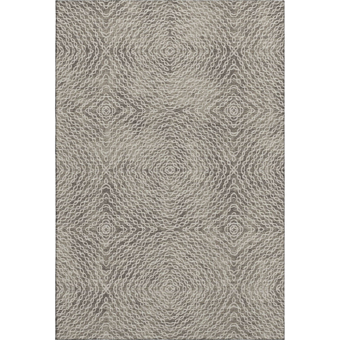 10' X 14' Geometric Washable Area Rug With UV Protection - Coffee And Beige