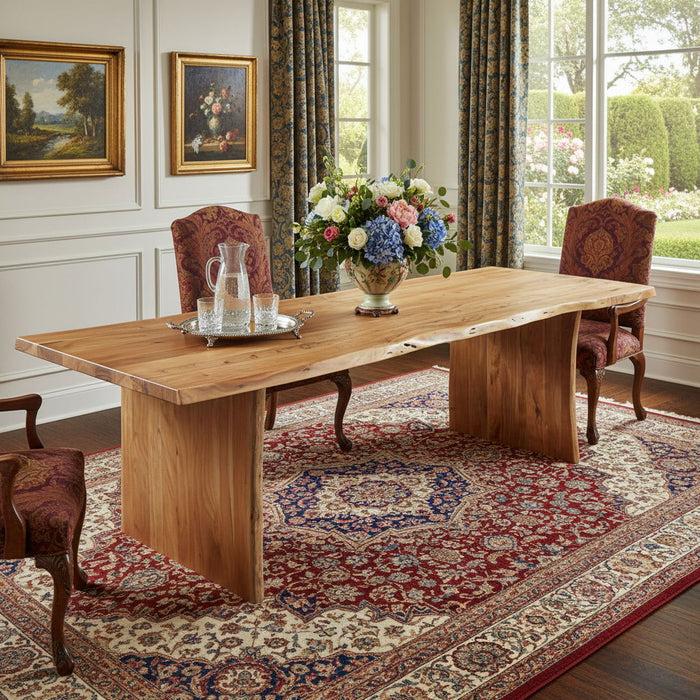 108" Solid Wood Live Edge Sled Base Dining Table - Natural