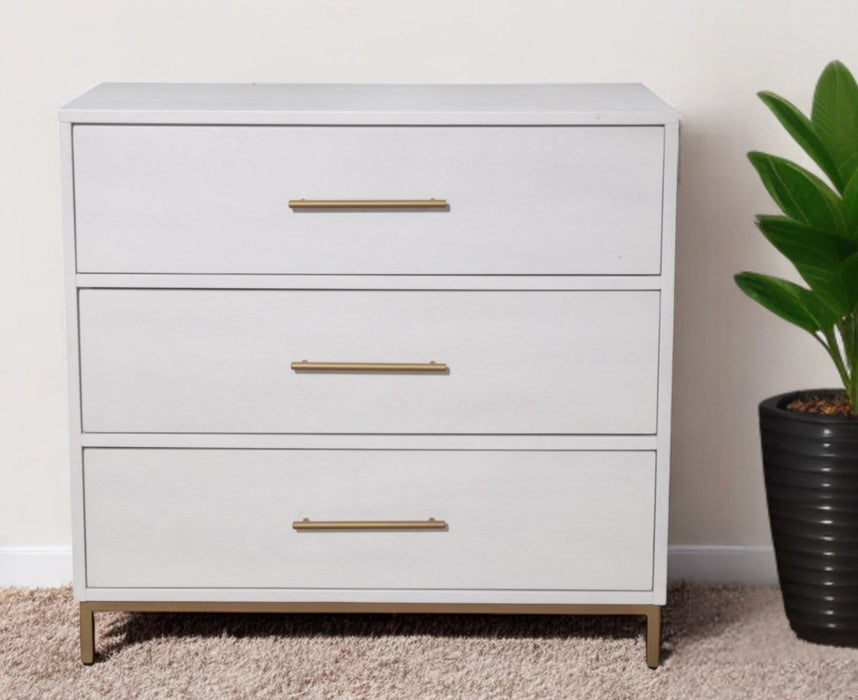 Solid Wood Three Drawer Chest - White