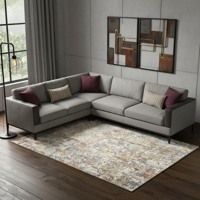 8' X 10' Abstract Hand Woven Area Rug (722111) - Blue / Ivory