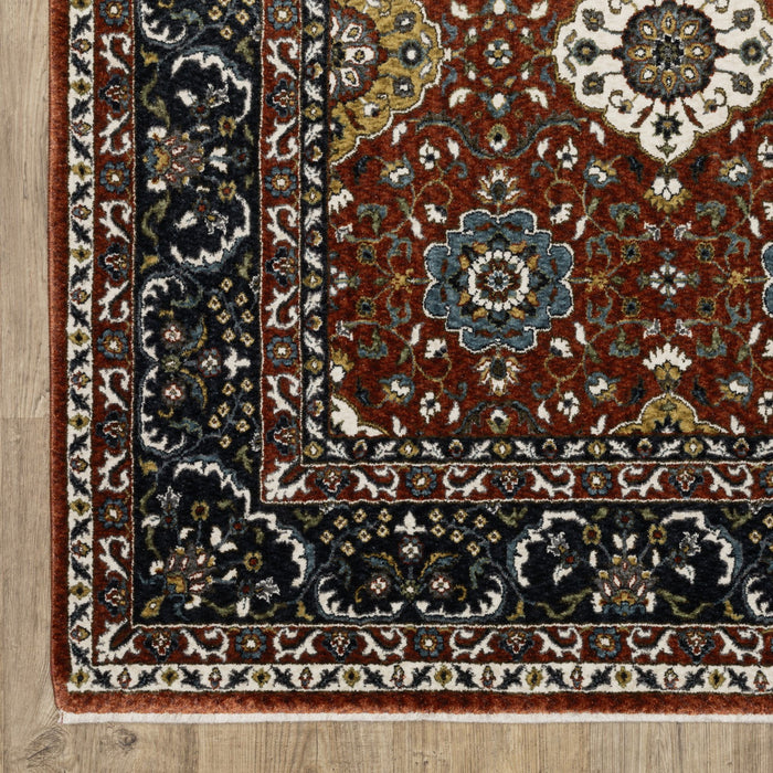 10' X 13' Traditional Medallion Area Rug With Fringe - Red