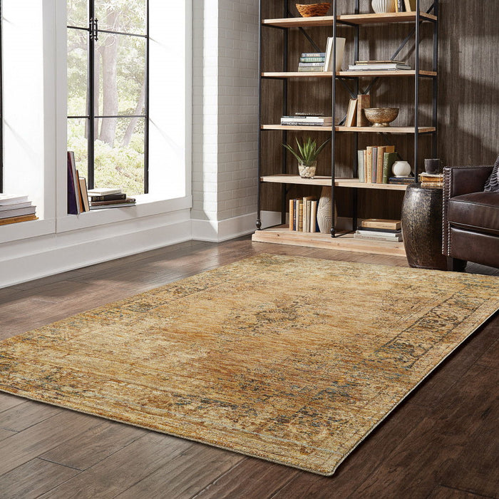 10' x 13' Oriental Power Loom Area Rug - Brown