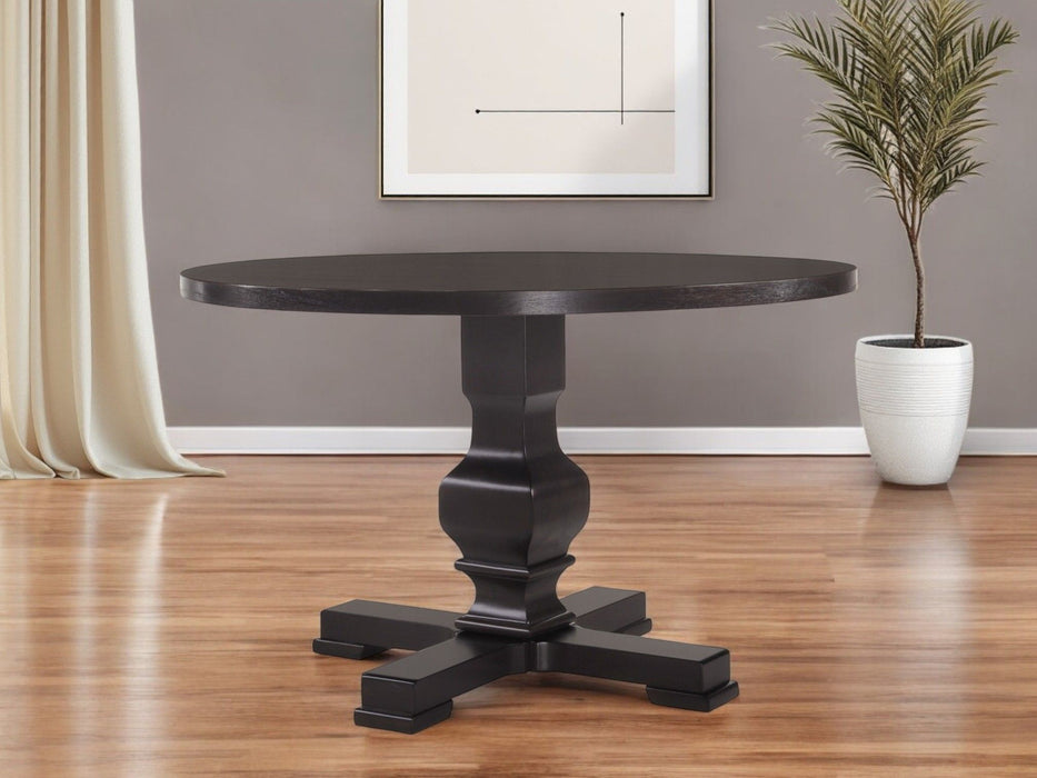 47" Rounded Solid Wood Pedestal Base Dining Table - Espresso