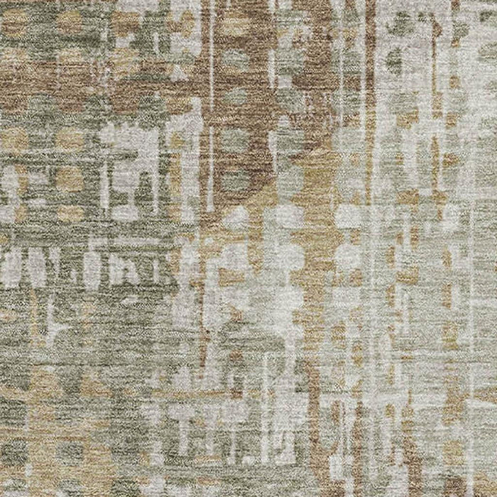 10' X 14' Geometric Washable Area Rug With UV Protection (714997) - Sage / Beige