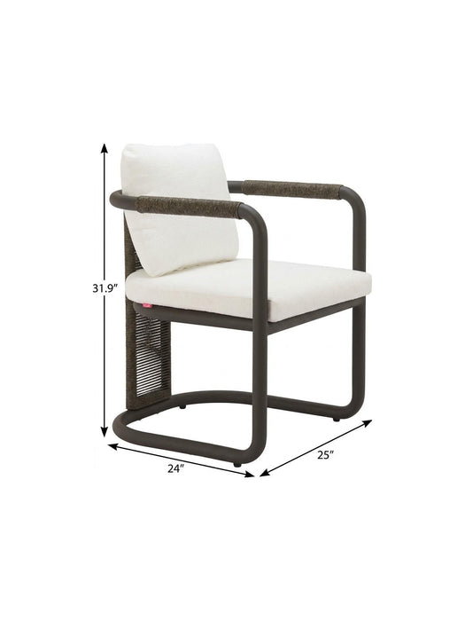 Slipcovered Upholstery Aluminum Dining Arm Chairs (Set of 2) - Ivory / Black