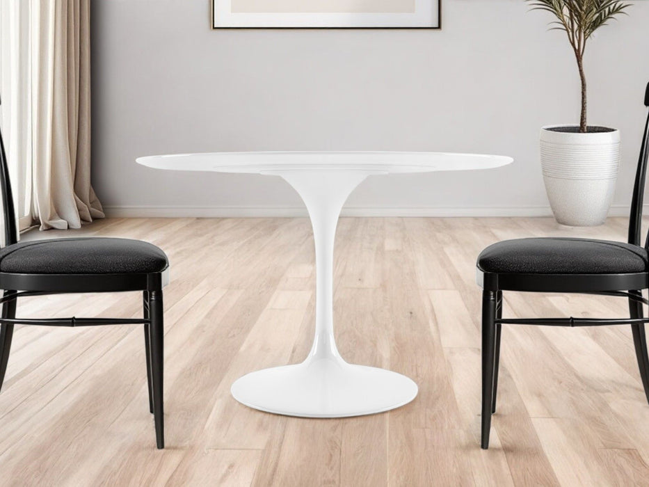 48" Fiberglass And Metal Dining Table - White