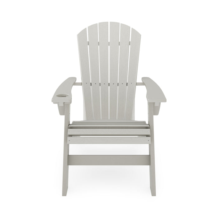 Giga Adirondack chair made of durable HDPE poly lumber, ideal for poolside, patio, and garden relaxation.