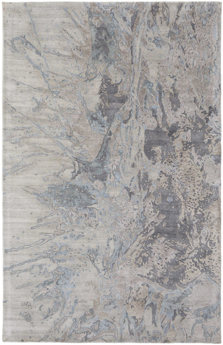 10' X 14' Abstract Hand Tufted Distressed Area Rug - Gray