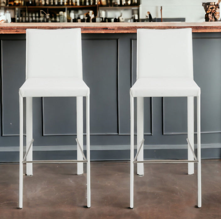 Steel Low Back Bar Height Bar Chairs (Set of 2) - White