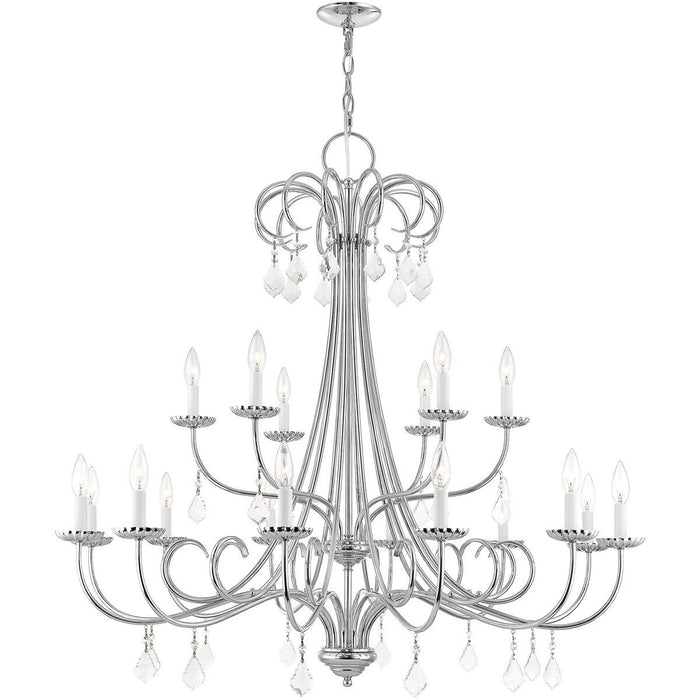 41" Multi Light Dimmable Chandelier With Shades - Silver