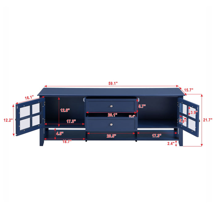 Giga TV stand with dual drawers, soft closing doors, hidden storage, and sleek panel design for modern entertainment centers.