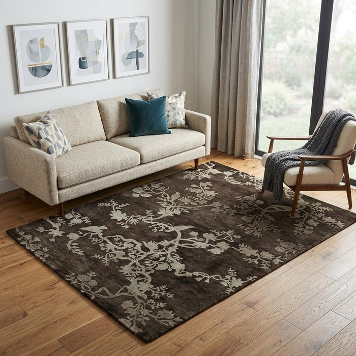 5' X 8' Wool Floral Hand Knotted Area Rug (744177) - Gray / Silver