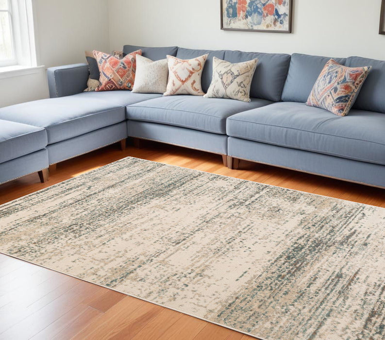 9.2' x 12.2' Abstract Power Loom Area Rug - Gray And Ivory