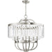 HomeRoots 25-inch six-light metal chandelier with clear shades and dimmable feature in nickel finish, stylish lighting fixture.