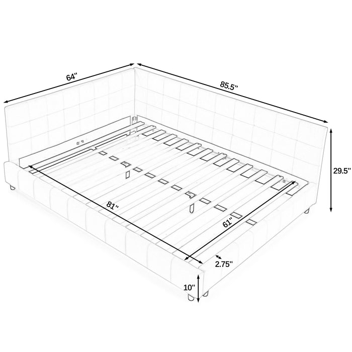 Elegant Design Storage Upholstered Tufted Bed Frame With Backrest And Armrests