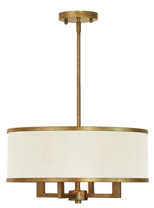 Four Light Metal Dimmable Chandelier With Shades - Gold