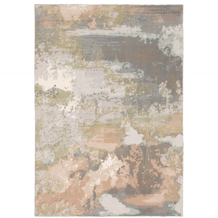 10' x 13' Abstract Power Loom Stain Resistant Area Rug - Sage Pink And Cream