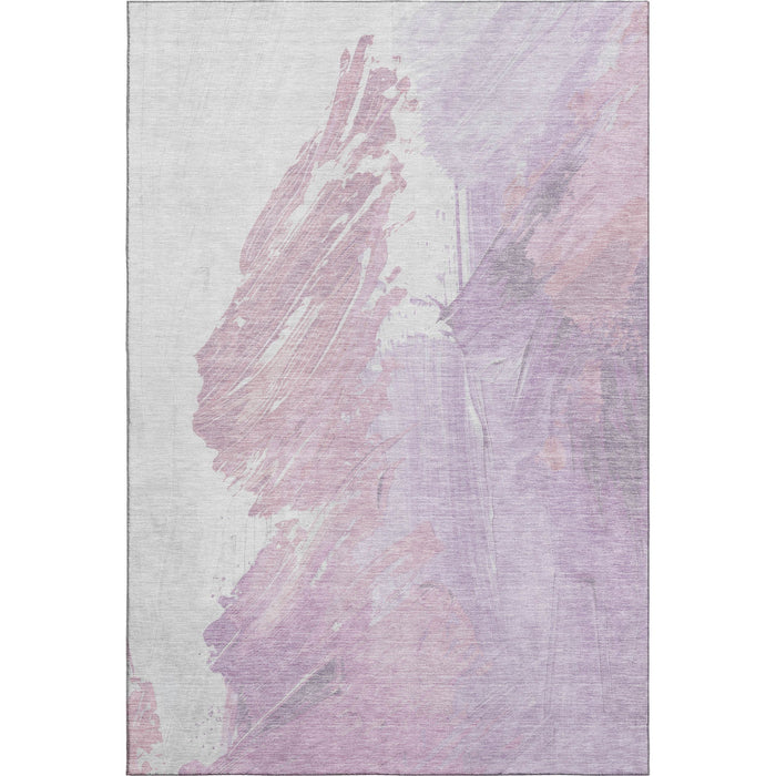 10' X 14' Abstract Washable Area Rug With UV Protection (705503) - Lavender / Ivory