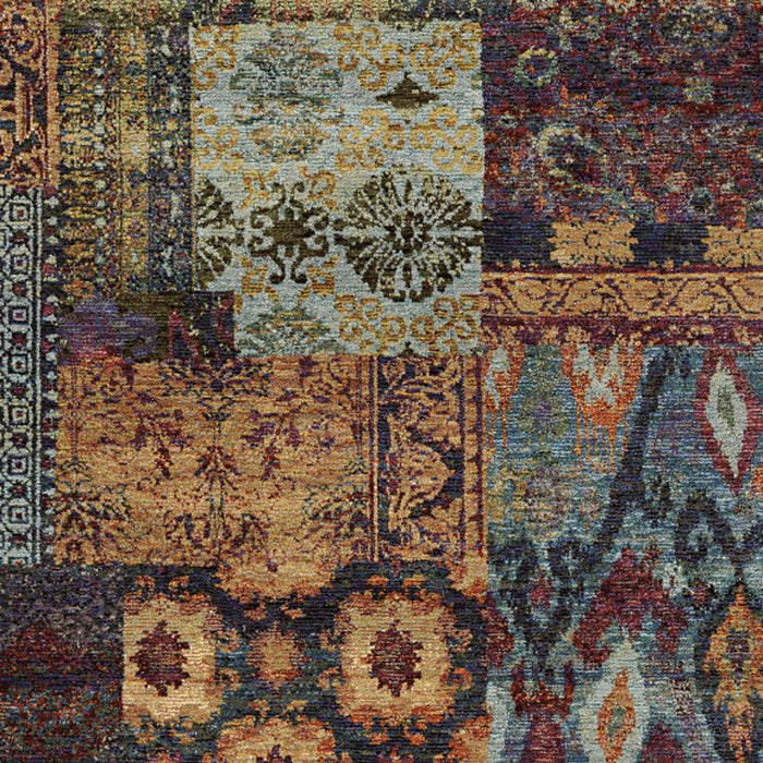 10' x 13' Abstract Power Loom Area Rug - Blue And Gold