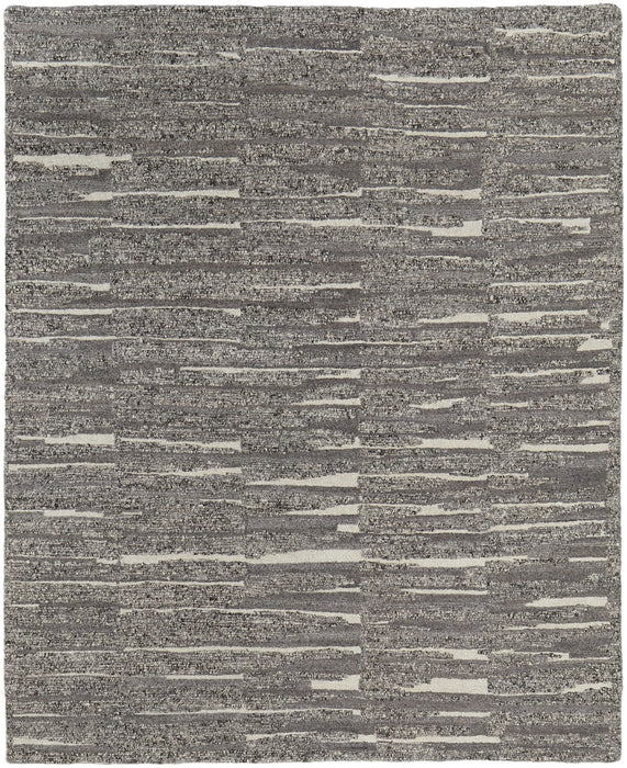 8' x 12' Abstract Hand Woven Area Rug - Gray Ivory And Taupe