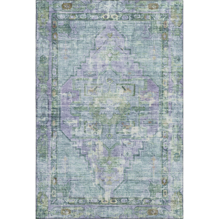 10' X 14' Oriental Washable Area Rug With UV Protection (699436) - Teal / Lavender / Green