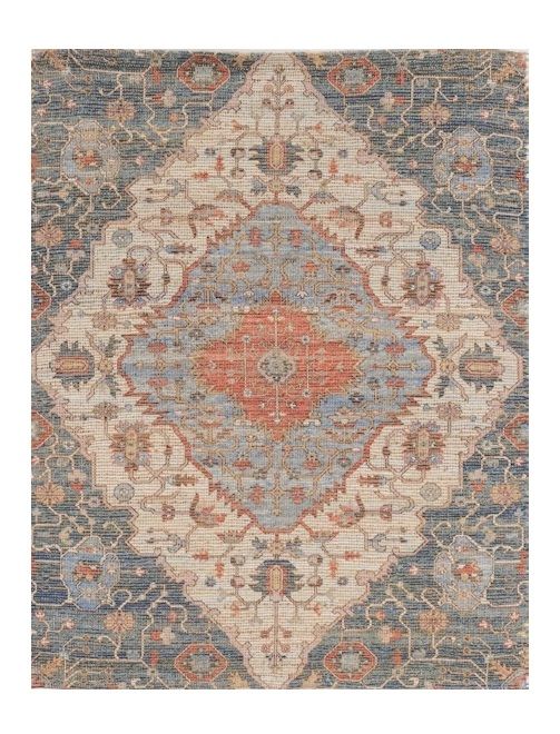 8' x 10' Hand Woven Diamond Medallion Indoor Area Rug - Blue Red