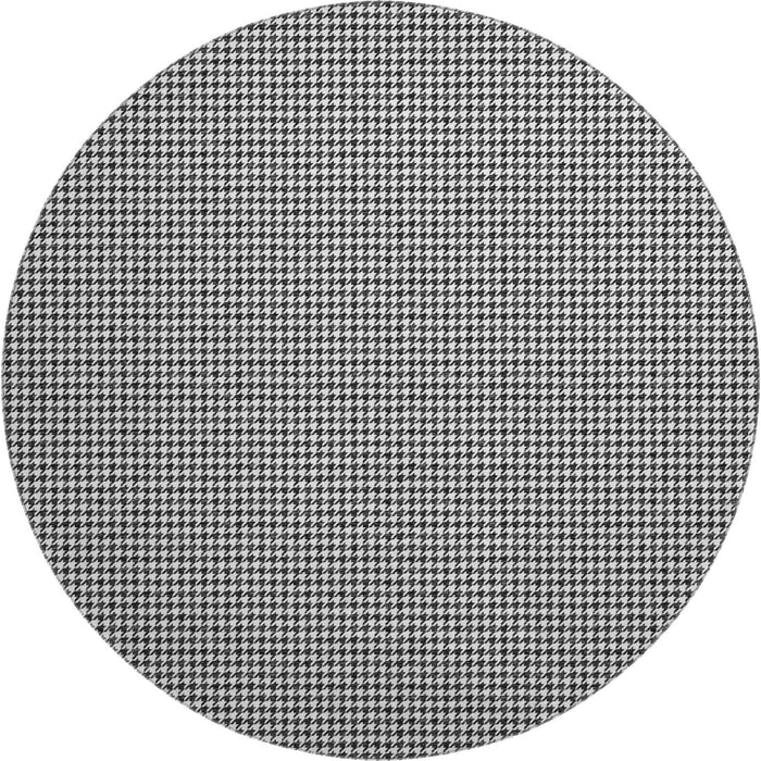 8' Houndstooth Washable Round Rug With UV Protection (645172) - Black / White