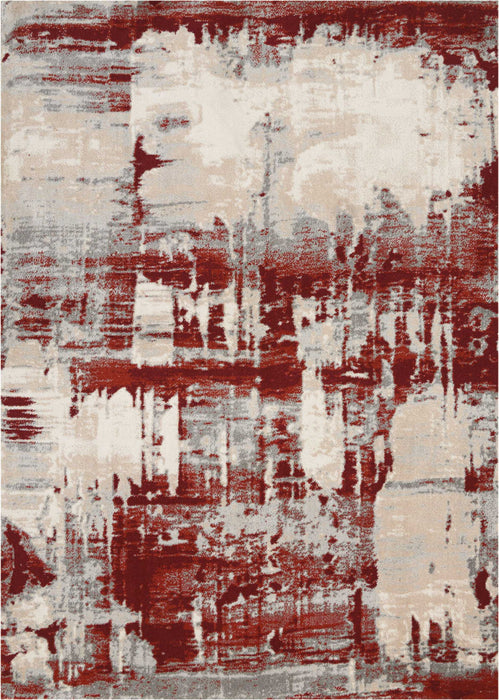 8' X 11' Abstract Non Skid Area Rug - Ivory And Gray