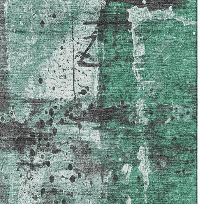 10' X 14' Abstract Washable Area Rug With UV Protection (705359) - Green / Gray / Ivory
