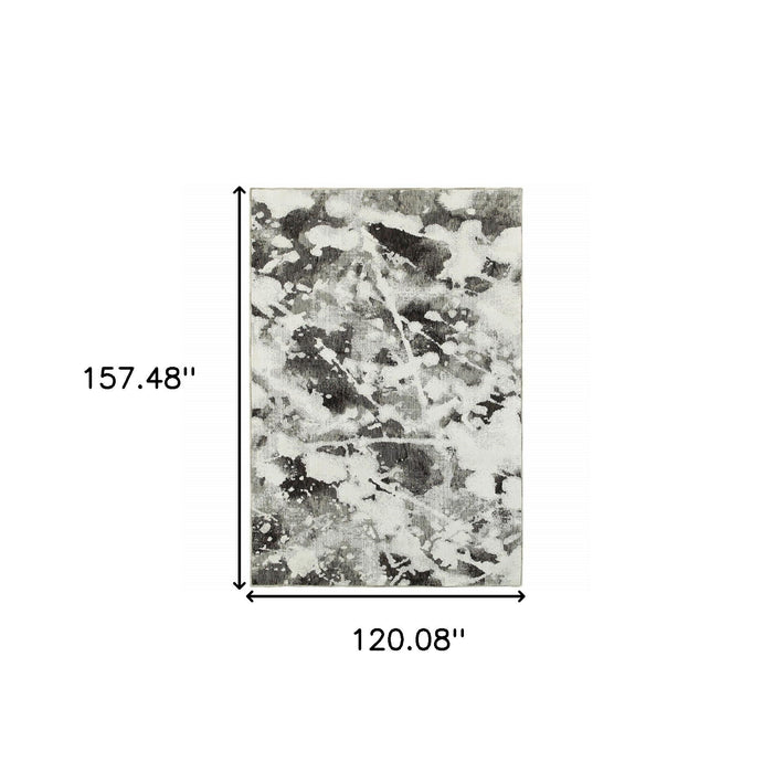 10' x 13' Abstract Power Loom Area Rug - Gray And White
