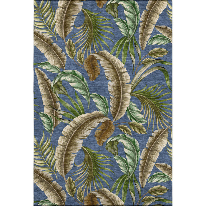 10' X 14' Geometric Washable Area Rug With UV Protection - Blue And Brown
