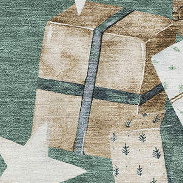 10' X 14' Geometric Washable Area Rug With UV Protection (702383) - Pale Aqua / Beige / Gray