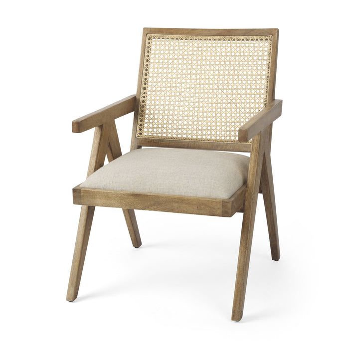 Solid Wood Arm Chair - Beige