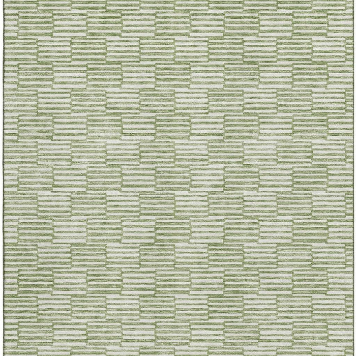 10' X 14' Abstract Geometric Washable Area Rug With UV Protection (672983) - Green / Ivory