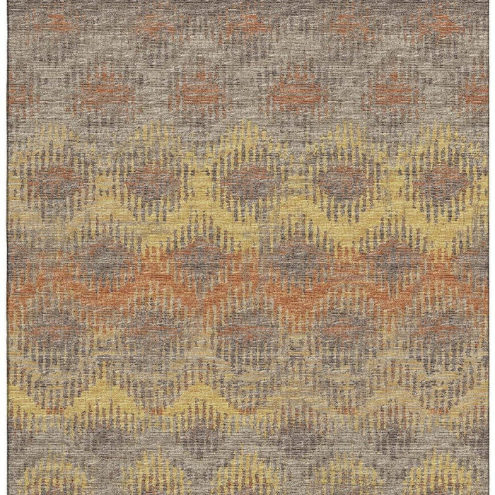 10' X 14' Abstract Washable Area Rug With UV Protection - Burnt Sienna