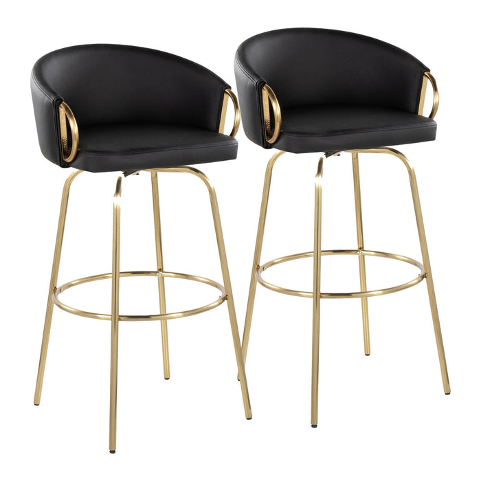 Claire - 30" Fixed-Height Barstool (Set of 2) - Gold Base