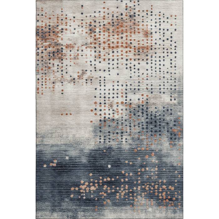 10' X 14' Geometric Washable Area Rug With UV Protection (710444) - Linen / Blue