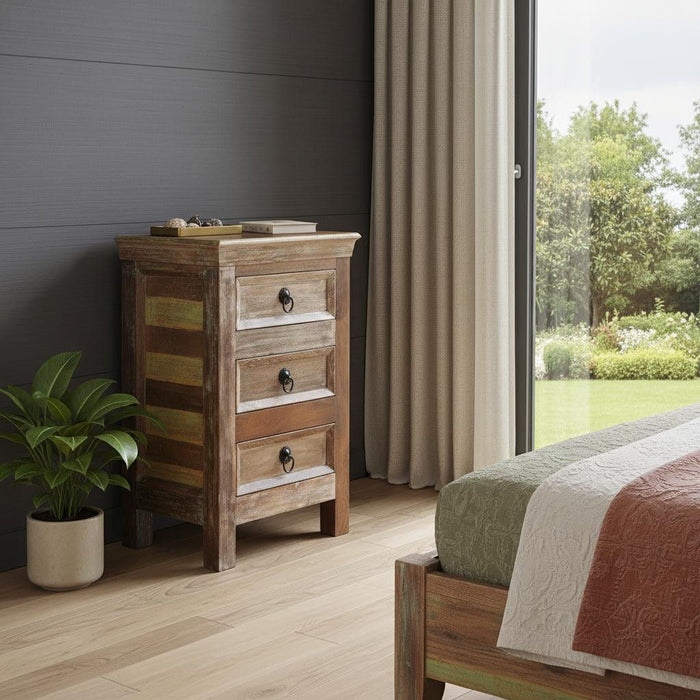 Modern Rustic Three Drawer Accent Chest - Light Brown