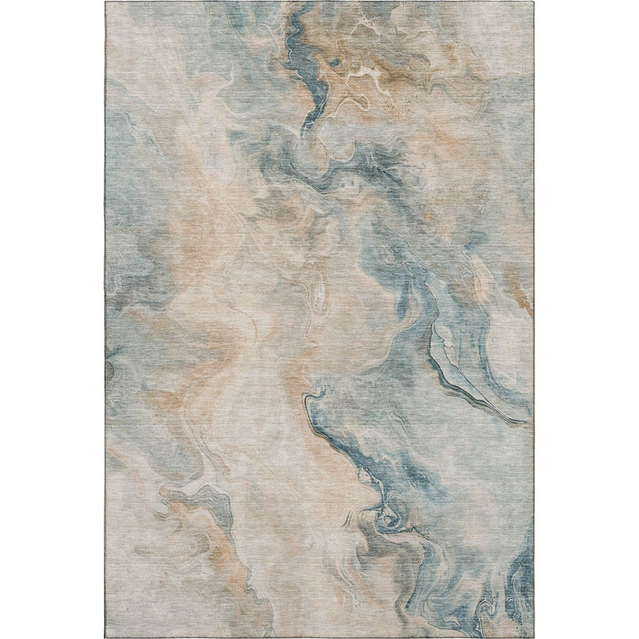 10' X 14' Abstract Washable Area Rug With UV Protection (697031) - Teal / Peach / Ivory