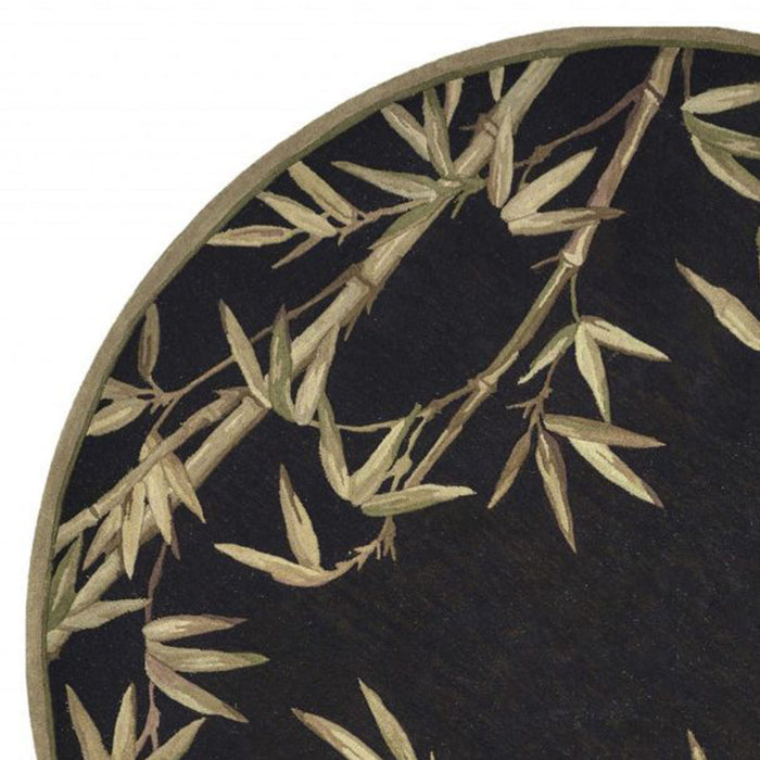 5' Round Wool Hand Tufted Area Rug - Black