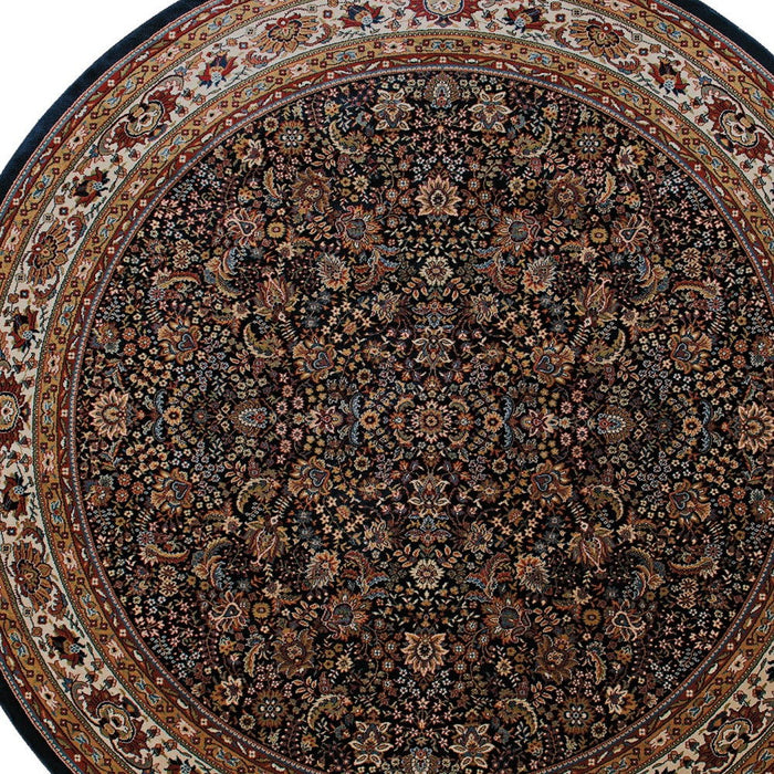 8' Oriental Round Rug - Blue And Red