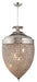 HomeRoots silver three-light metal chandelier with crystal glass shades, elegant statement lighting fixture for modern decor